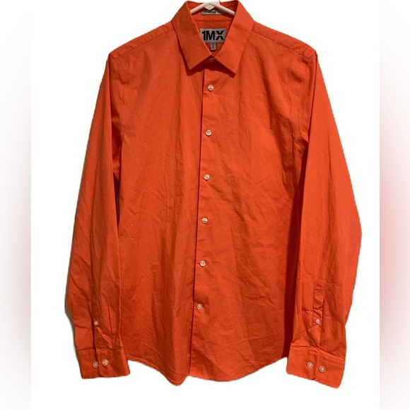Express 1MX Men’s Button-down business shirt collared shirt orange size M - Picture 1 of 9